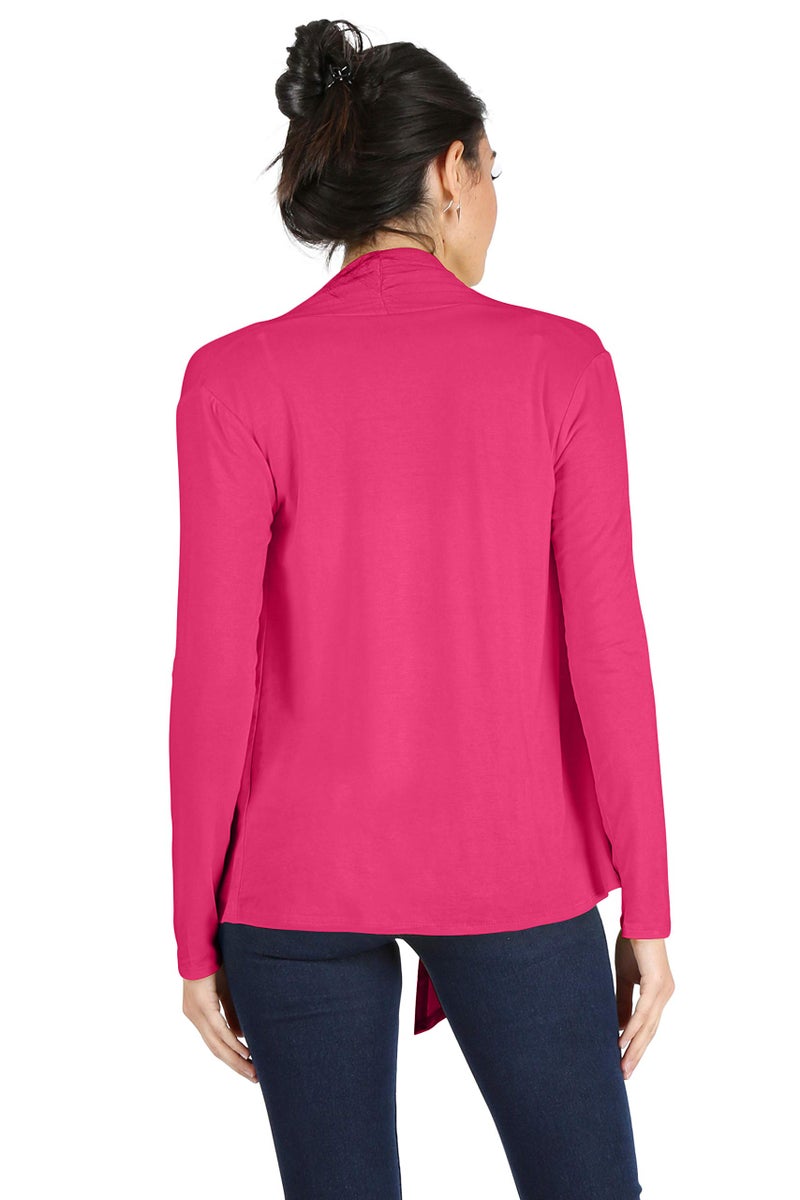 Simlu Lightweight Fuschia Cardigans for Women Reg and Plus Size Light Cardigans for Women Summer Long Sleeves, 3X-Large - Image 4